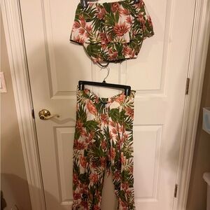 Tropical Floral Women's Wide Leg Pants & Jumpsuit